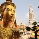 A large golden Buddha statue in Bangkok, which can be visited via a flight from Flight Centre.