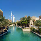A view of a famous Dubai landscape, which can be visited via a cheap Flight from Flight Centre.