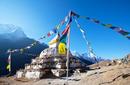 Buddhist Temple Stupa with Prayer Flags