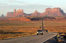 Driving Route 66 with Monument Valley in the Background, Arizona