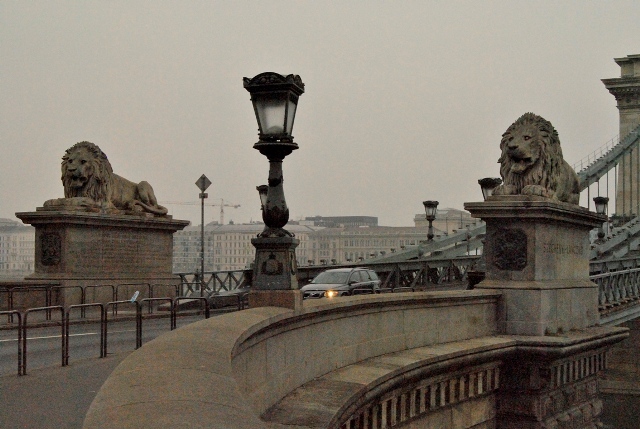Entrance to chain bridge Budapest The Chain Bridge